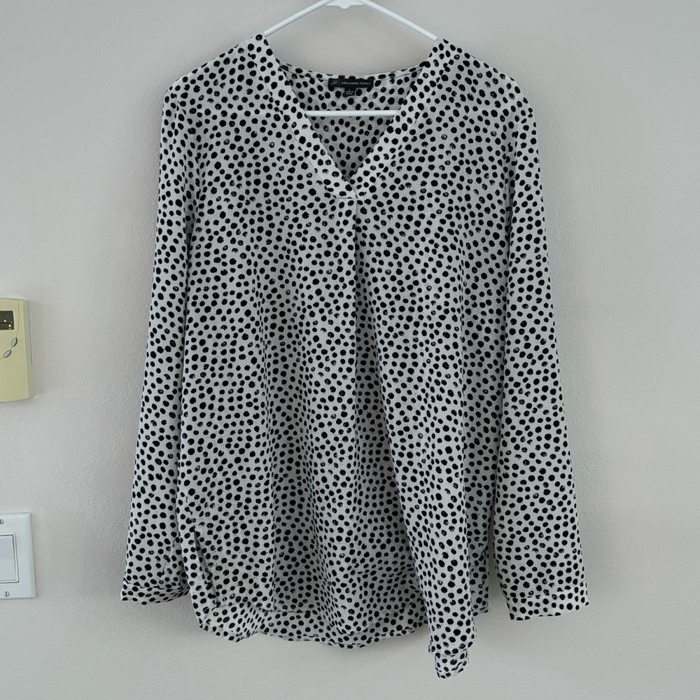 Adrianna Papell Polka Dot Long Sleeve Blouse